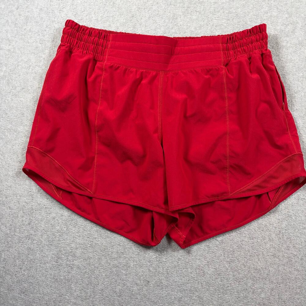 Lululemon Hotty Hot Athletic Running Shorts Women SZ 8 Red Workout Elastic Waist